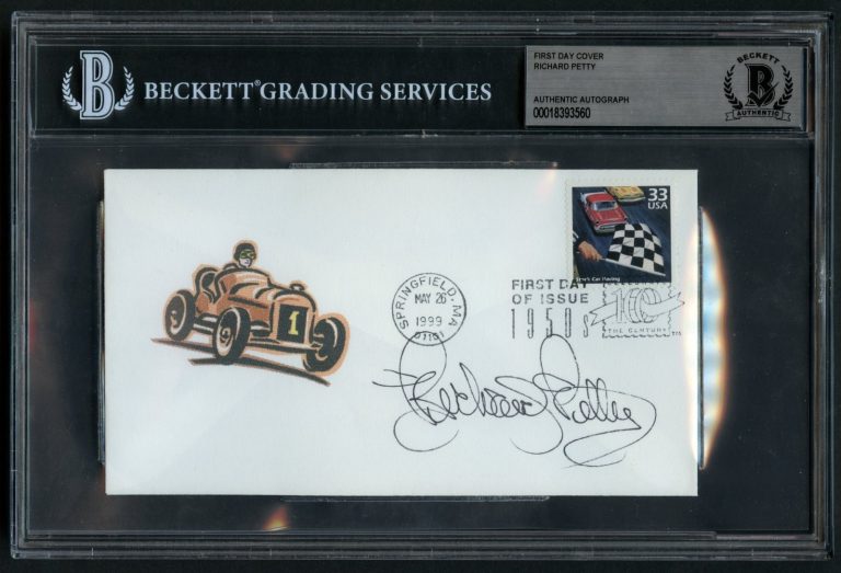 Richard Petty signed autograph FDC Race Car Driver BAS Slabbed