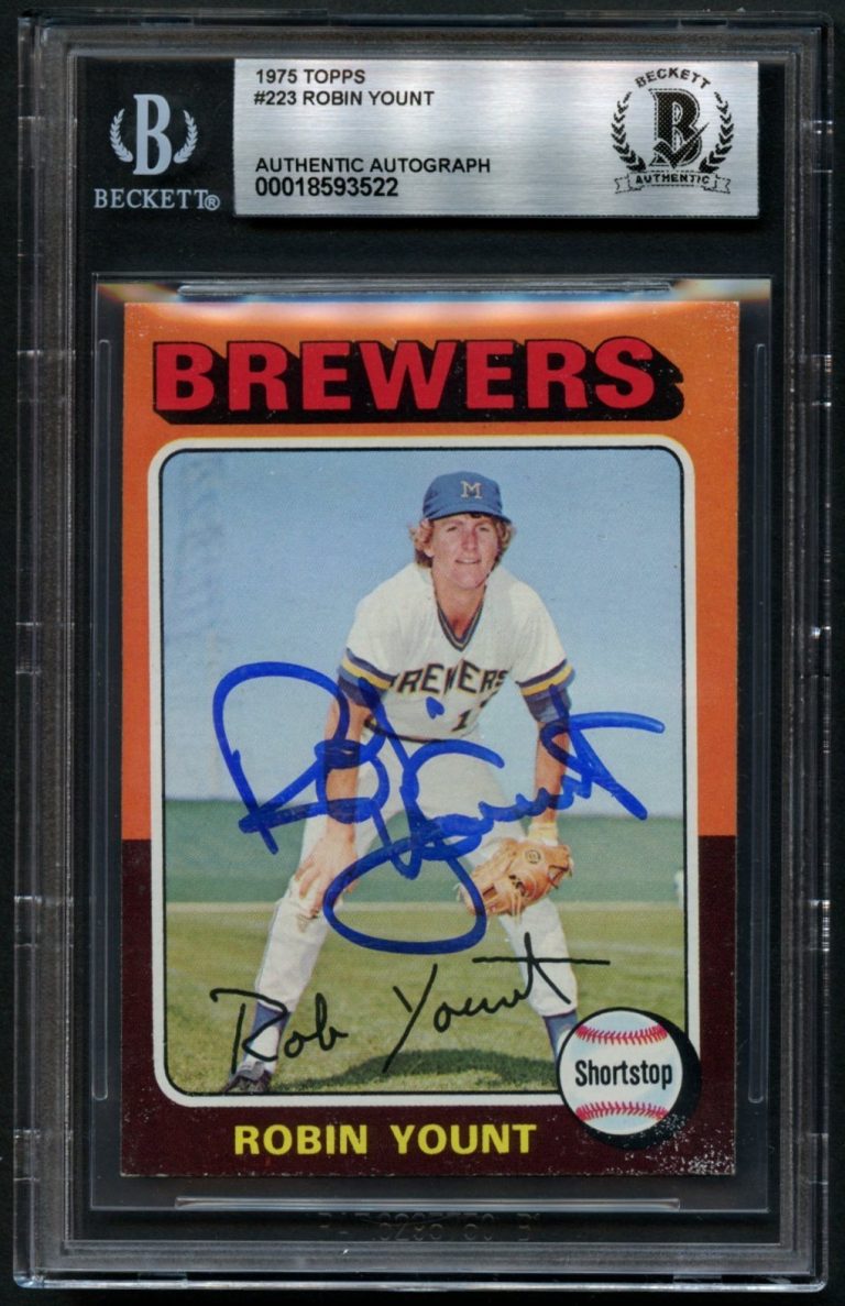 Robin Yount #223 signed autograph1975 Topps ROOKIE CARD BAS Slabbed