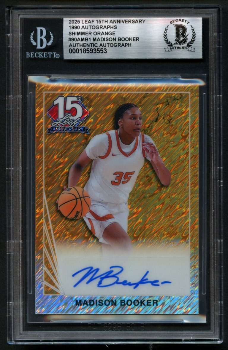Madison Booker #90AMB1 signed autograph 2025 Leaf Basketball Card BAS Slab 1/1