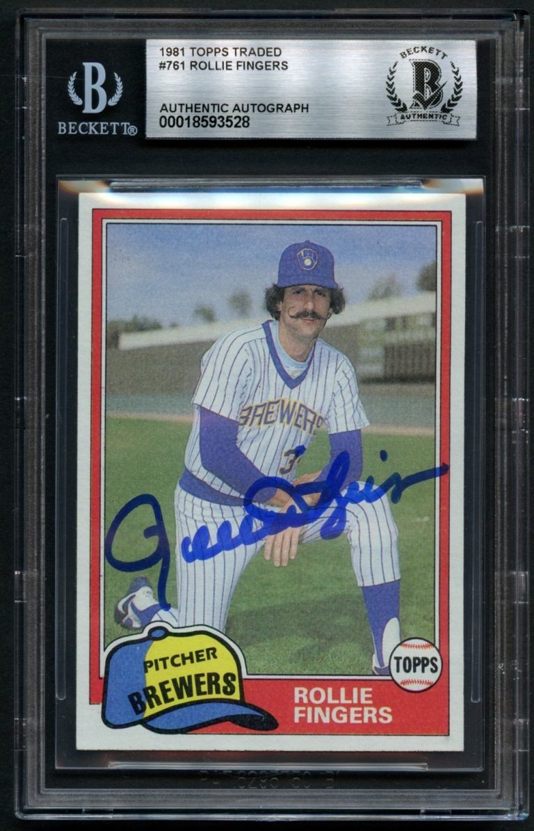 Rollie Fingers #761 signed autograph 1981 Topps Traded Baseball Player BAS Slab
