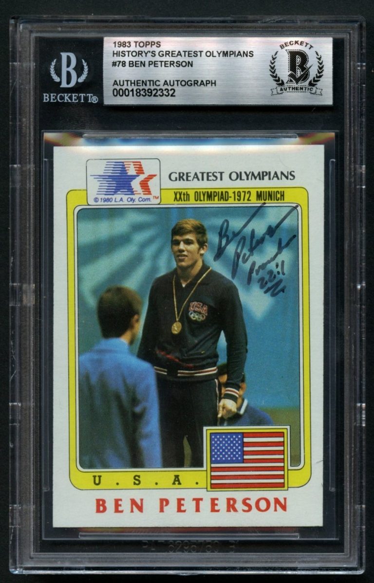 Ben Peterson #78 signed autograph 1983 Topps Greatest Olympians Card BAS Slab