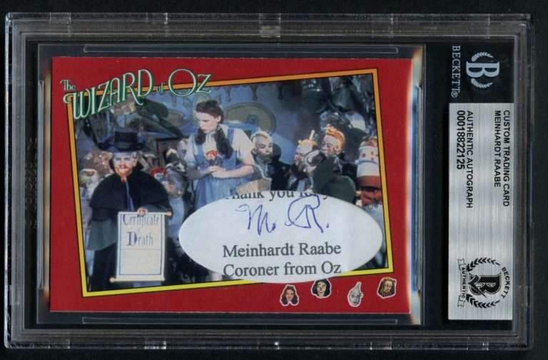 Meinhardt Raabe signed autograph Wizard of Oz Coroner Custom Cut Card BAS Slab