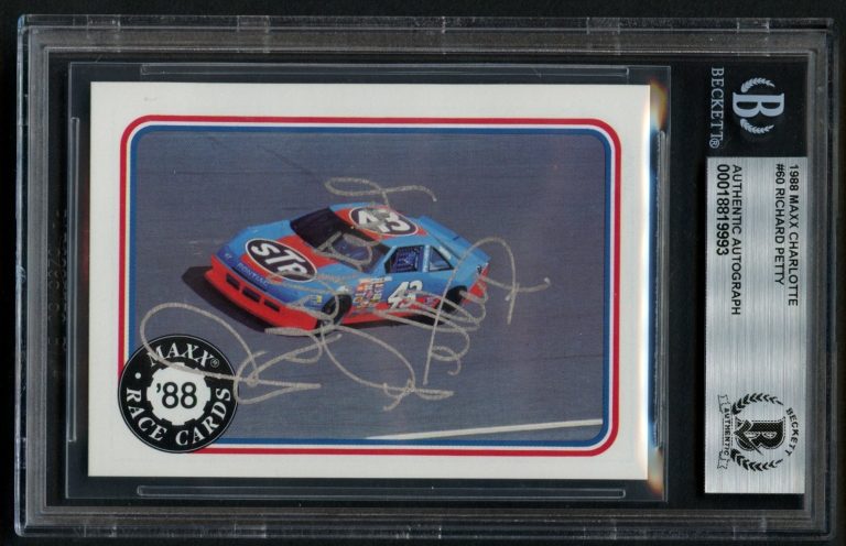 Richard Petty #60 signed autograph 1988 MAXX Charlotte Racing ROOKIE Card BAS