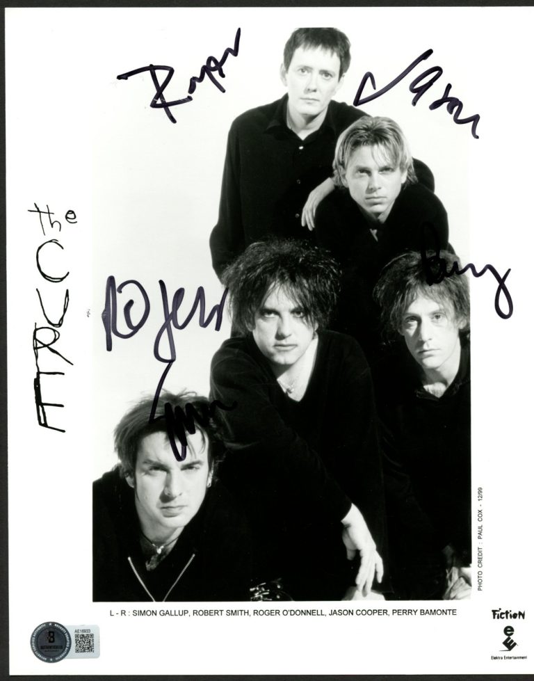 The Cure signed autograph 8x10 Photo Robert Smith, Perry Bamonte +3 BAS Letter