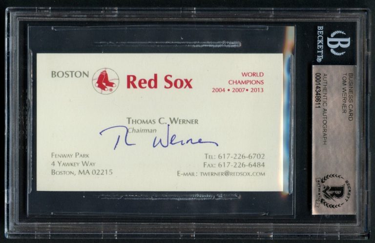 Thomas Tom C Werner signed autograph Chairman Boston Red Sox Business Card BAS