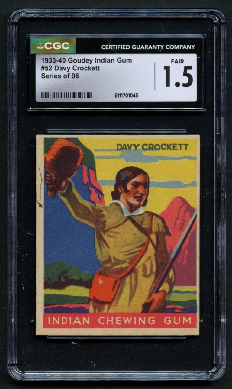 Davy Crockett #52 Goudey Indian Gum 1933-40 Series of 96 CGC 1.5
