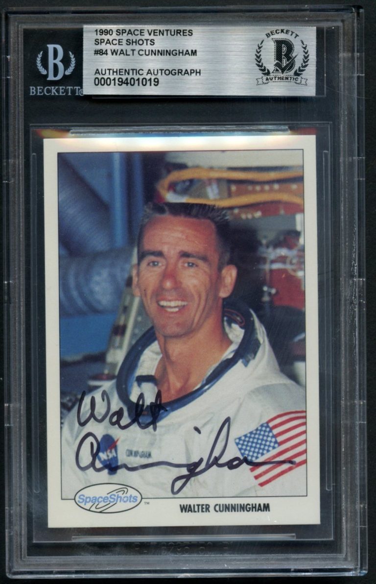 Walt Cunningham #84 signed autograph 1990 Space Shots Ventures Card BAS Slabbed