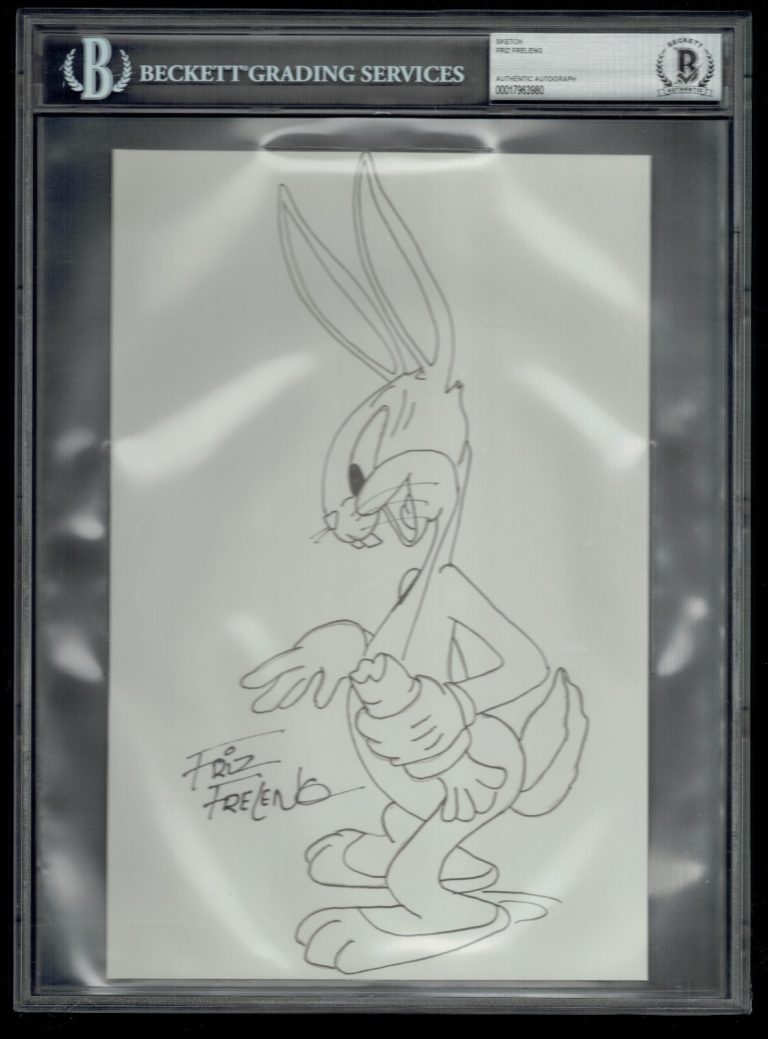 Friz Freleng signed autograph 9x11 Original Bugs Bunny Sketch BAS Slabbed