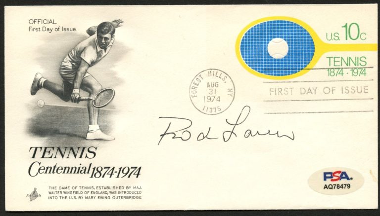 Rod Laver signed autograph FDC Tennis Player PSA Stickered