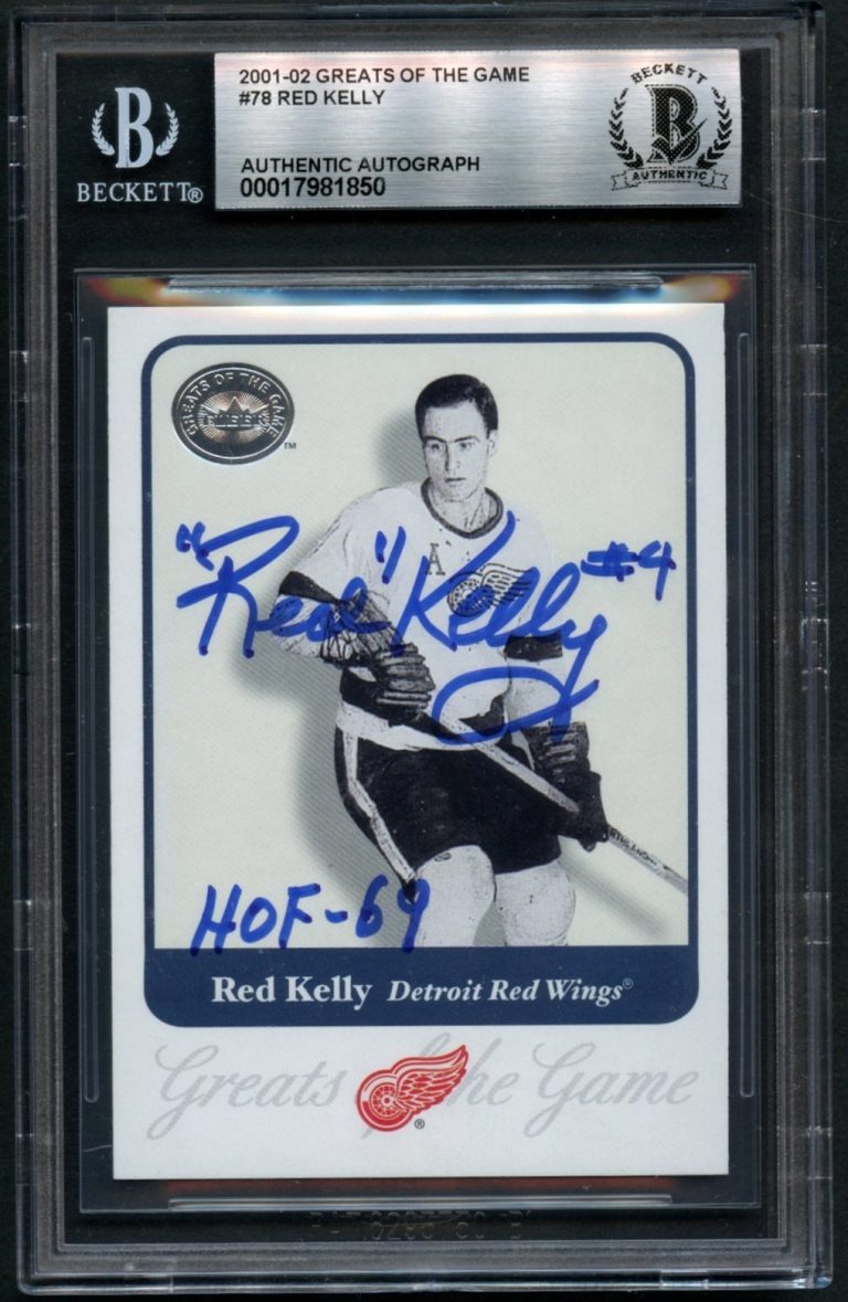 Red Kelly #78 signed autograph 2001-02 Greats of the Game HOF Hockey BAS Slab