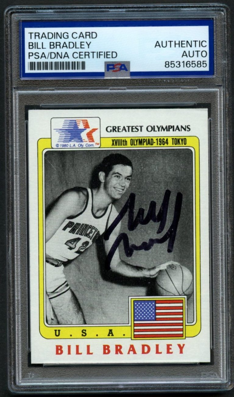 Bill Bradley #9 signed autograph 1983 Topps Greatest Olympians Card PSA Slabbed