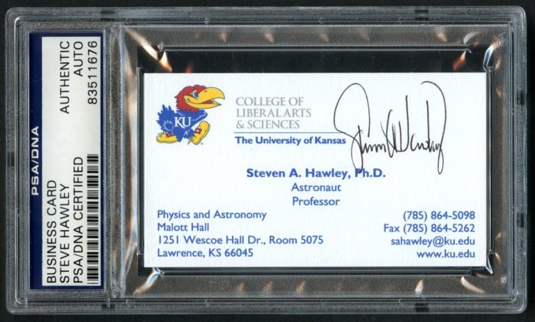 Steve Hawley signed autograph Business Card Astronaut & Professor PSA Slabbed