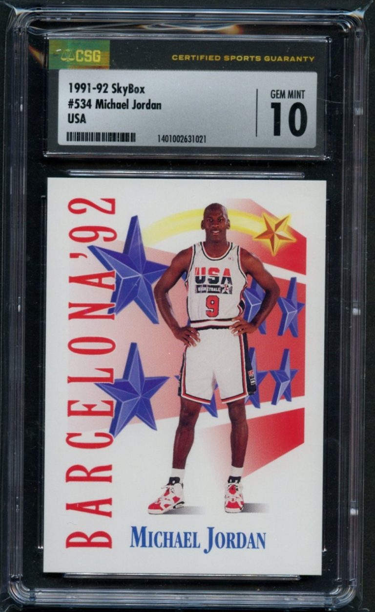 Michael Jordan #534 SkyBox 1991-92 Dream Team Basketball Trading Card CSG 10