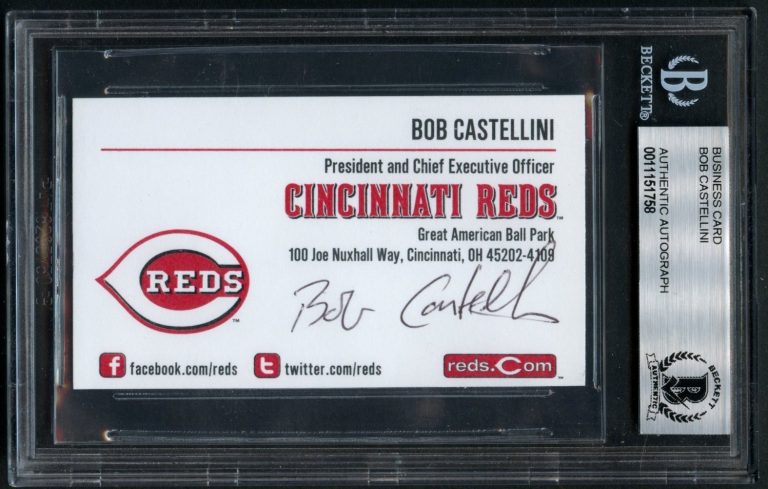 Bob Castellini signed autograph auto President Cincinnati Reds Business Card BAS