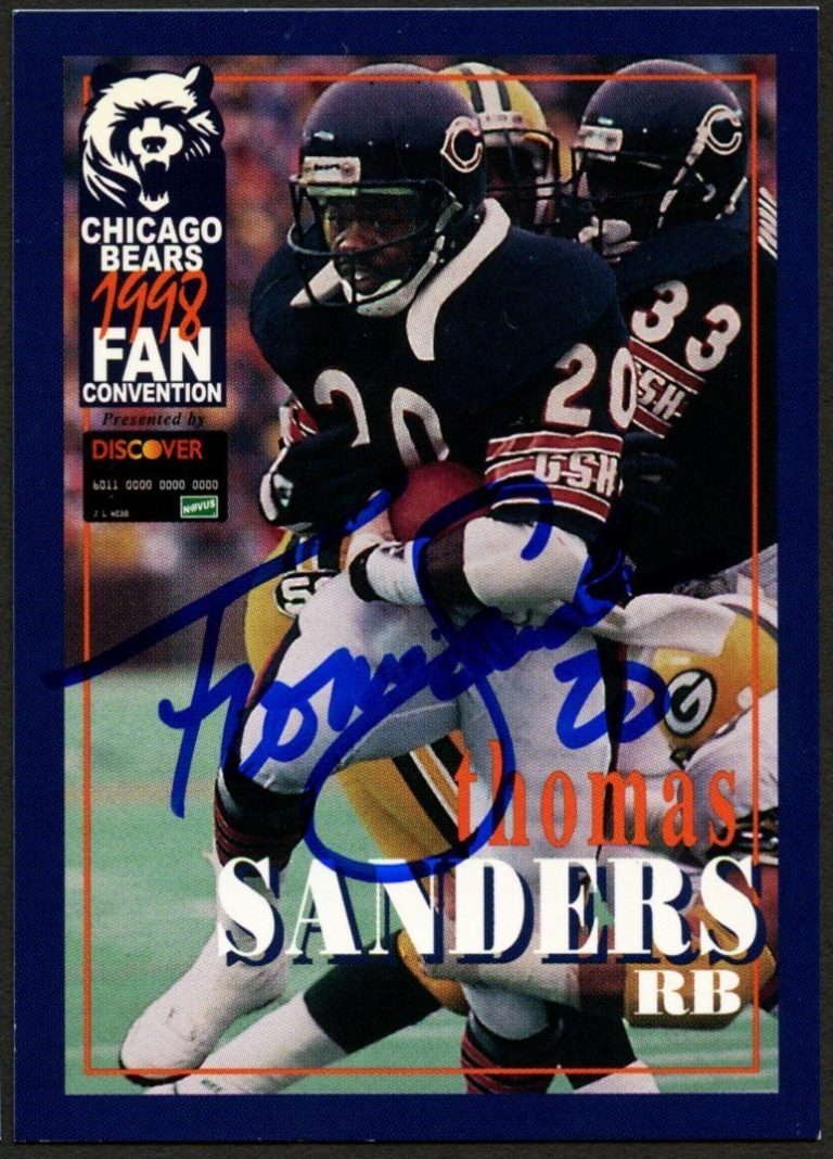Thomas Sanders #20 signed autograph auto 1998 Chicago Bears Fan Convention Card