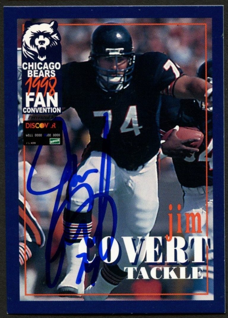 Jim Covert #74 signed autograph auto 1998 Chicago Bears Fan Convention Card