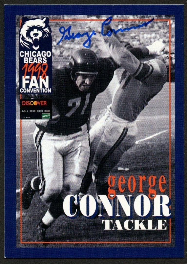 George Connor #71 signed autograph auto 1998 Chicago Bears Fan Convention Card