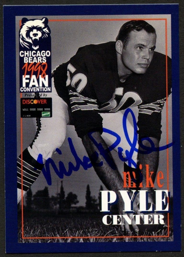 Mike Pyle #50 signed autograph auto 1998 Chicago Bears Fan Convention Card