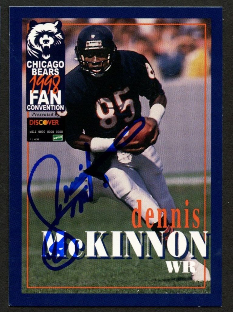 Dennis McKinnon #85 signed autograph auto 1998 Chicago Bears Fan Convention Card