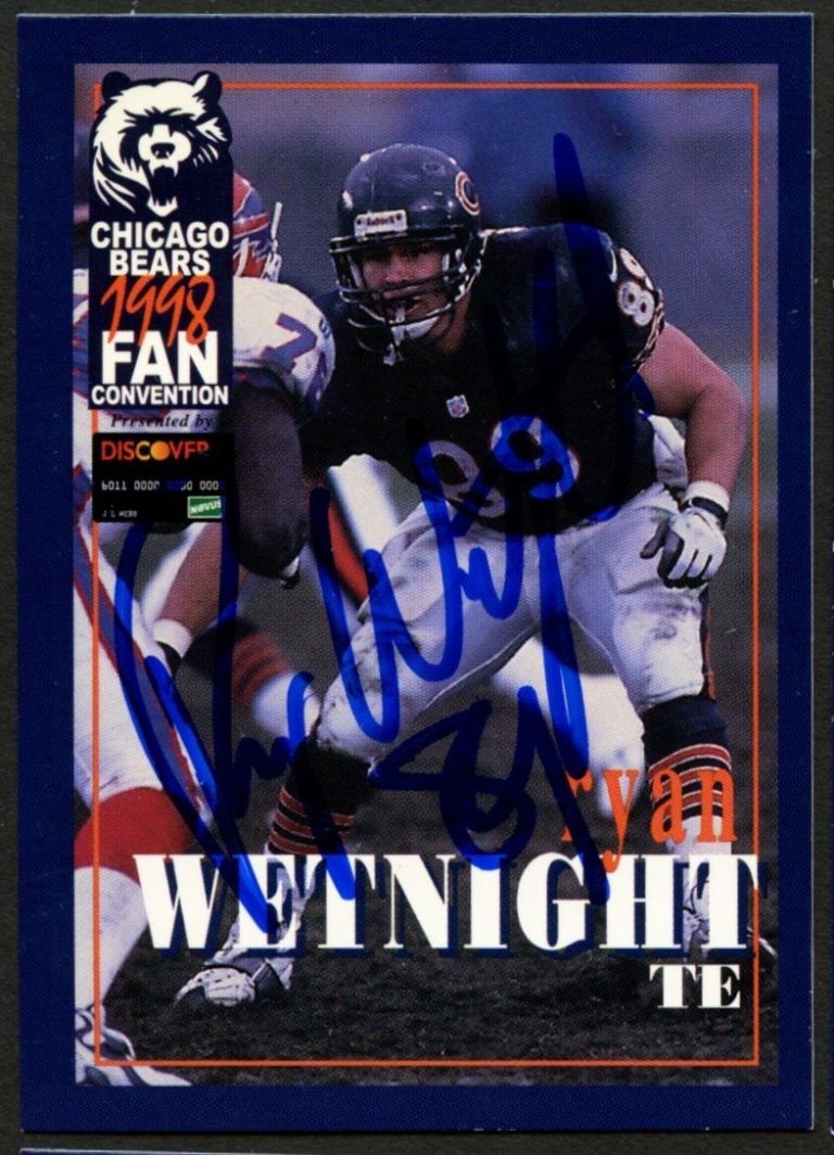Ryan Wetnight #89 signed autograph auto 1998 Chicago Bears Fan Convention Card