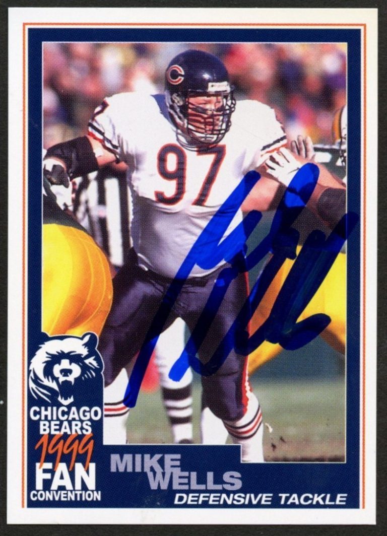 Mike Wells #97 signed autograph auto 1999 Chicago Bears Fan Convention Card