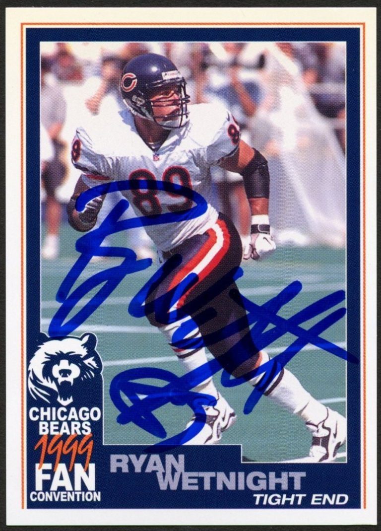 Ryan Wetnight #89 signed autograph auto 1999 Chicago Bears Fan Convention Card
