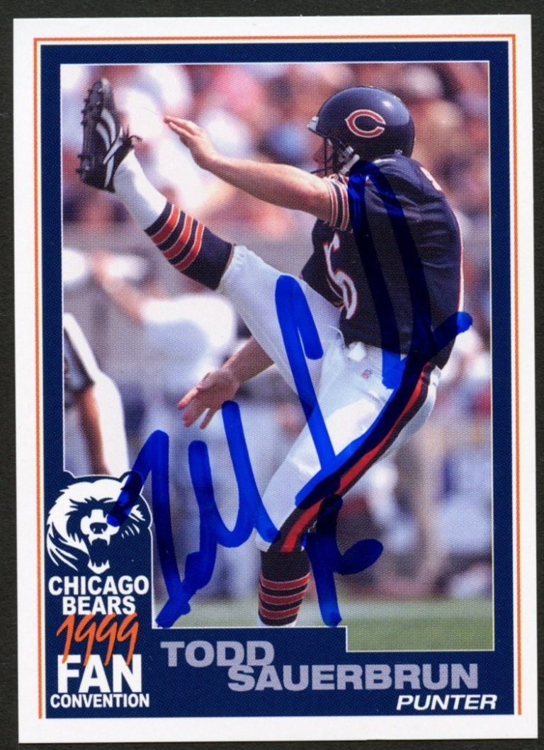 Todd Sauerbrun #16 signed autograph auto 1999 Chicago Bears Fan Convention Card