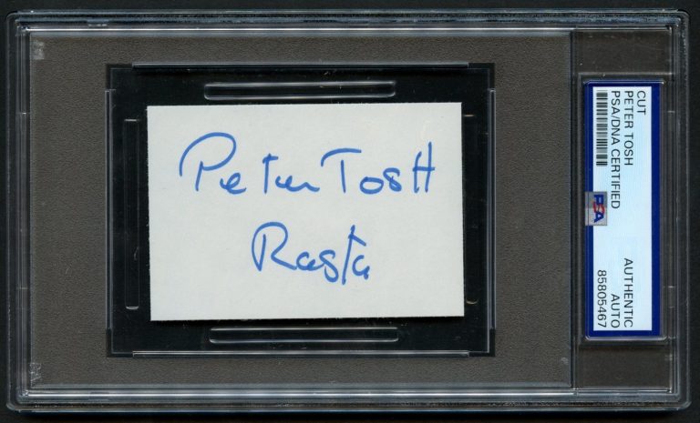 Peter Tosh d1987 signed autograph 2.2x3.3 cut Bob Marley & the Wailers PSA Slab