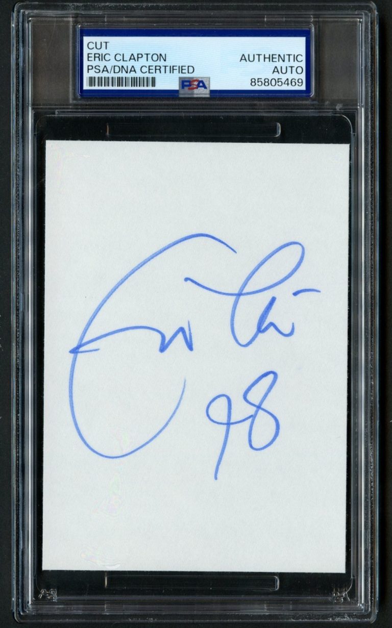 Eric Clapton signed 3x5 cut Singer: Layla, Tears in Heaven, Change the World PSA