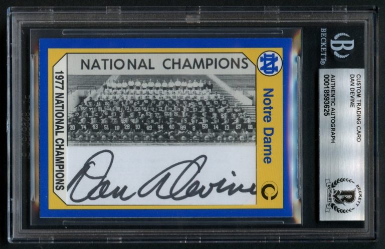 Dan Devine signed autograph Custom Cut Card Notre Dame Football Coach BAS Slab