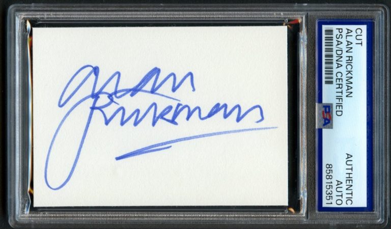 Alan Rickman d2016 signed auto 2.5x3.5 cut Severus Snape Harry Potter PSA Slab