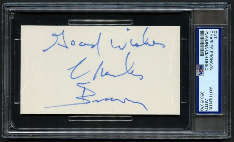 Charles Bronson signed autograph 3x5 cut Actor Death Wish PSA Slabbed