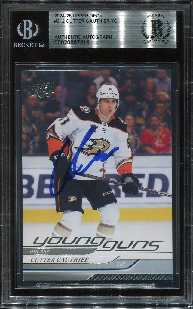 CUTTER GAUTHIER signed auto 2024-25 UD YOUNG GUNS ROOKIE CARD RC YG BECKETT BAS