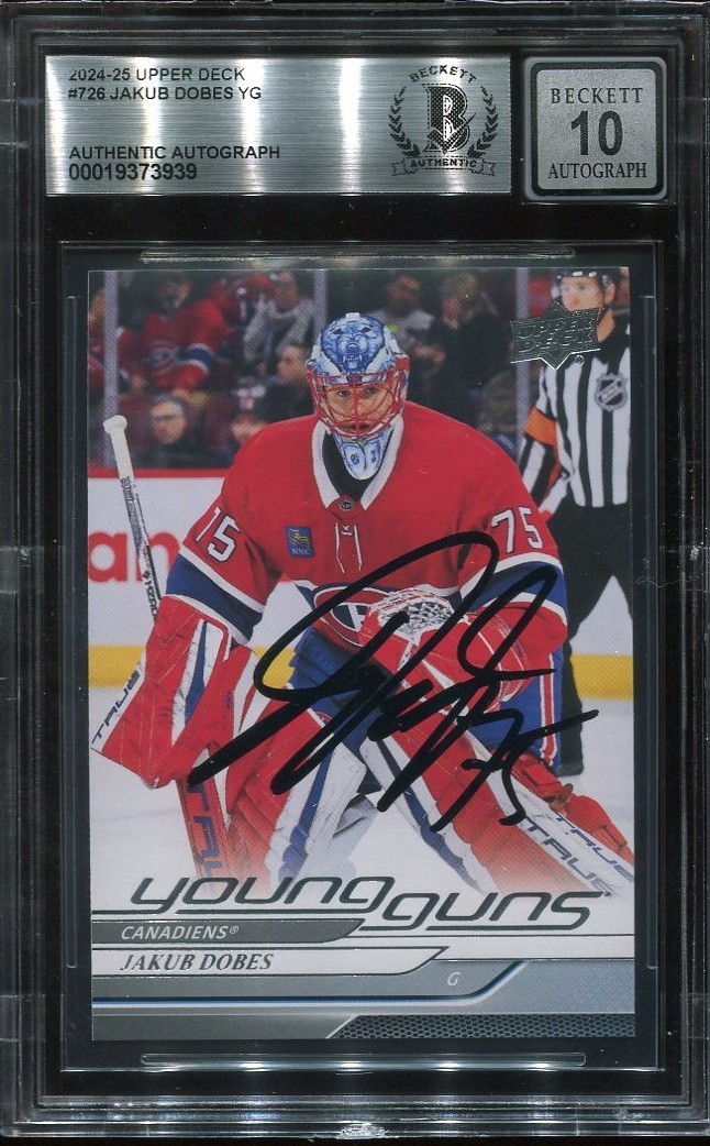 JAKUB DOBES signed auto 2024-25 UD YOUNG GUNS ROOKIE CARD RC YG BECKETT 10 BAS