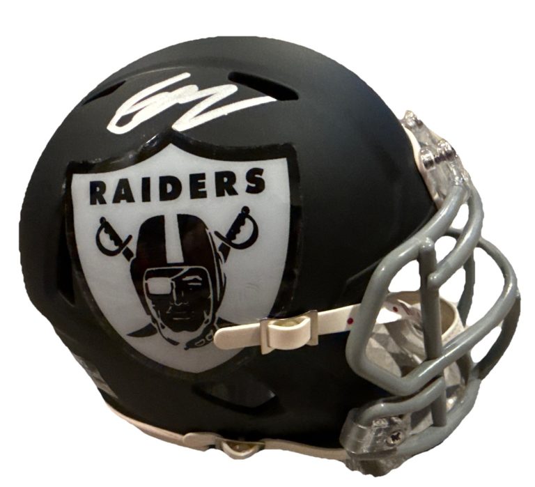 JERMOD MCCOY signed (Las Vegas Raiders) mini football helmet BECKETT BW07903