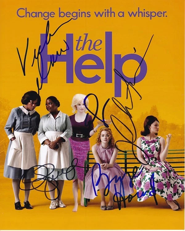 THE HELP signed 8x10 CAST photo EMMA STONE JESSICA CHASTAIN VIOLA DAVIS +