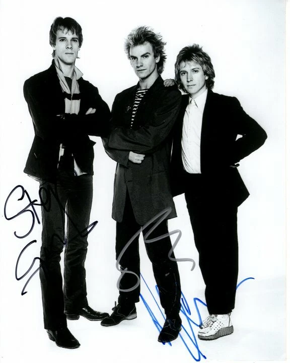 STING, STEWART COPELAND and ANDY SUMMERS signed 8x10 THE POLICE photo
