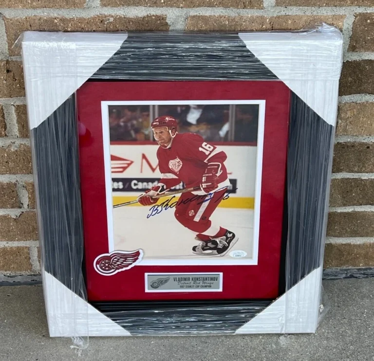 Vladimir Konstantinov Signed In Russian Detroit Red Wings Framed 8x10 Photo JSA