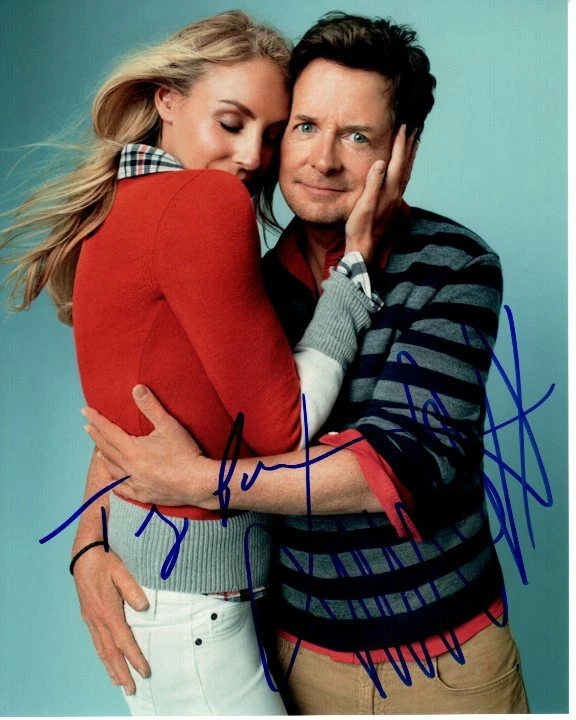MICHAEL J. FOX and TRACY POLLAN signed autographed 8x10 photo