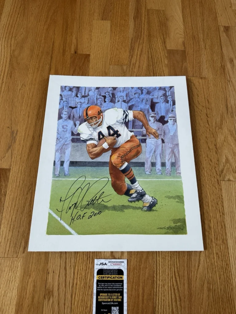 FLOYD LITTLE SIGNED 15 x 18 Original Art Joe Glisson Syracuse Orange Amazing JSA