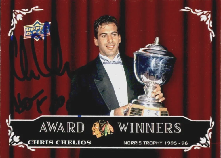 Chris Chelios Signed 2025/26 Upper Deck Chicago Blackhawks Centennial Card #110