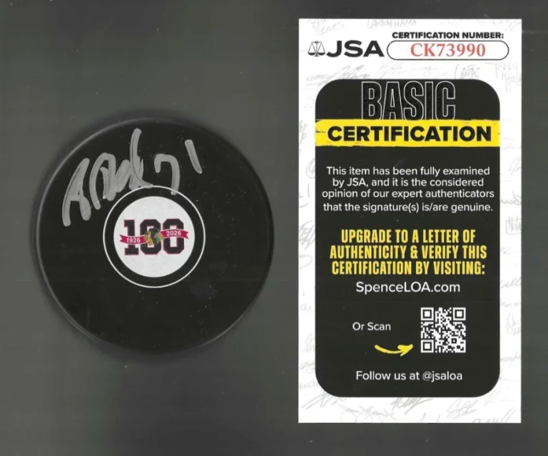 Brian Boucher Signed Chicago Blackhawks Centennial 100th Puck JSA COA