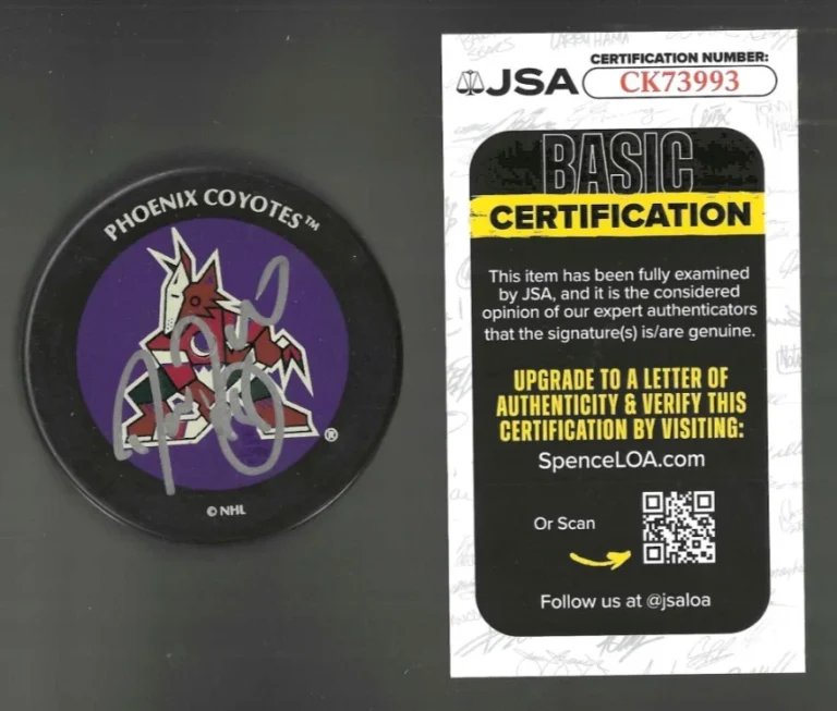 Daniel Briere Signed Phoenix Coyotes Puck World Souvenir Puck JSA COA