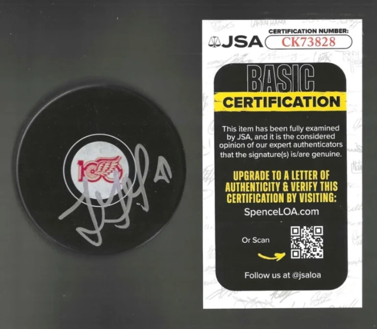 Luke Glendening Signed Detroit Red Wings Centennial 100th Puck JSA COA