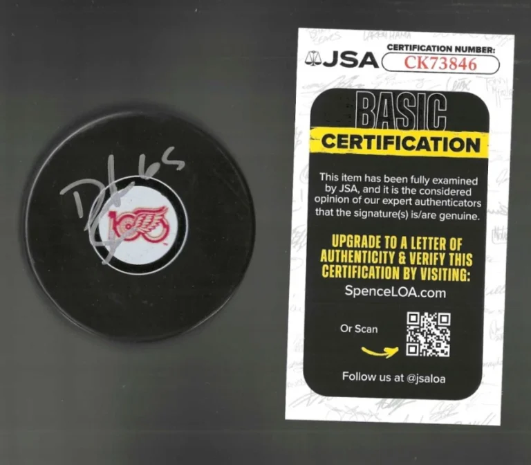 Dominik Shine Signed Detroit Red Wings Centennial 100th Puck JSA COA