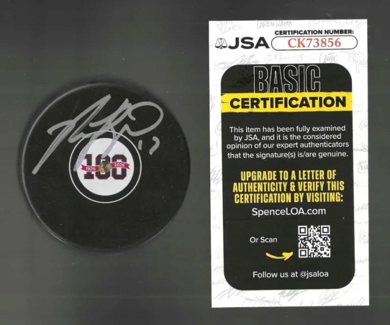 Nick Foligno Signed Chicago Blackawks Centennial 100th Puck JSA COA
