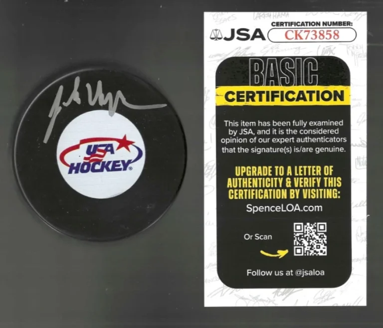 John Hynes Signed USA Hockey Puck Minnesota Wild JSA COA 2026 Olympics