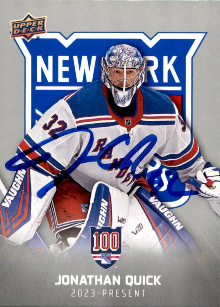 Jonathan Quick Signed 2025/26 Upper Deck New York Rangers Centennial Card #99