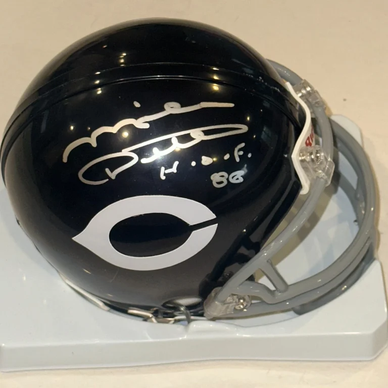 MIKE DITKA Signed BEARS THROWBACK VSR4 Mini-helmet Beckett BAS & HOF Inscription