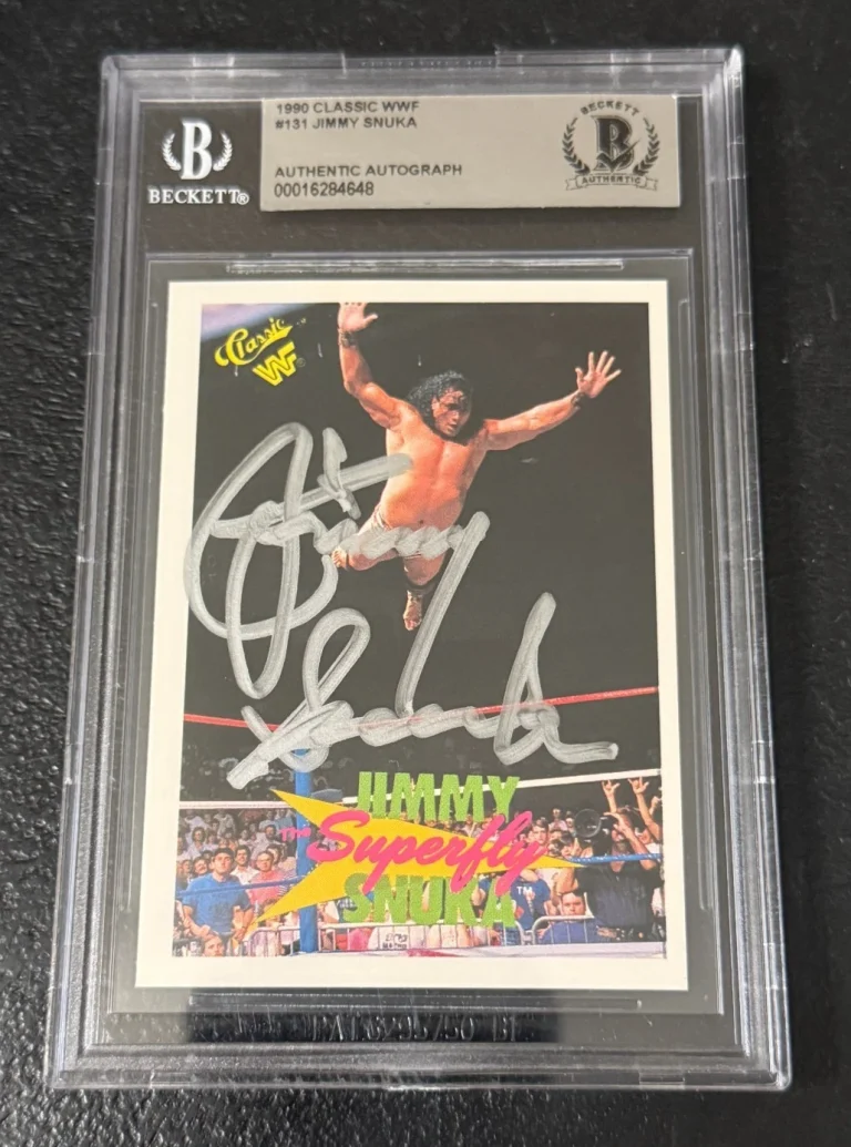 Jimmy Superfly Snuka Signed 1990 Classic WWF Card #131 WWE Beckett Certified